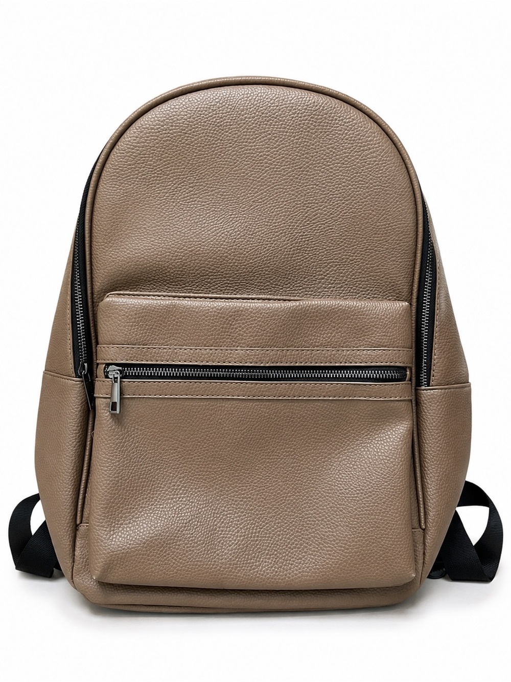 Taupe Pebbled Faux Leather Backpack Laptop Travel School Work Bag Large